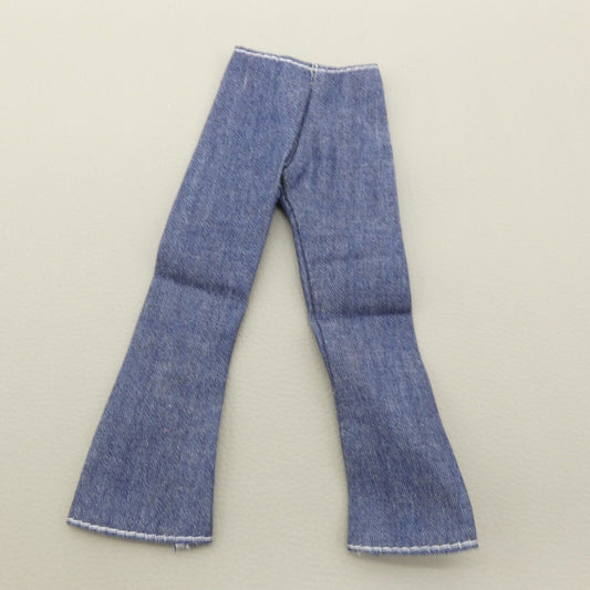 Barbie Doll Size Pants Blue Denim Like Flared Leg Low Rise For Fashionistas MTM