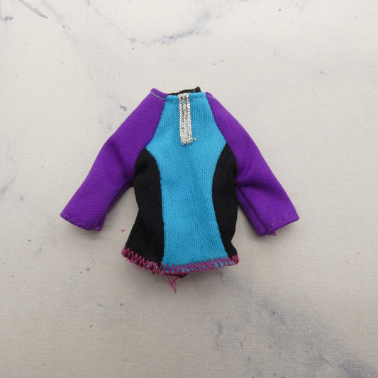 Barbie Stacie Doll Size Top Wetsuit Rash Guard 3/4 Long Sleeve Purple Blue Black