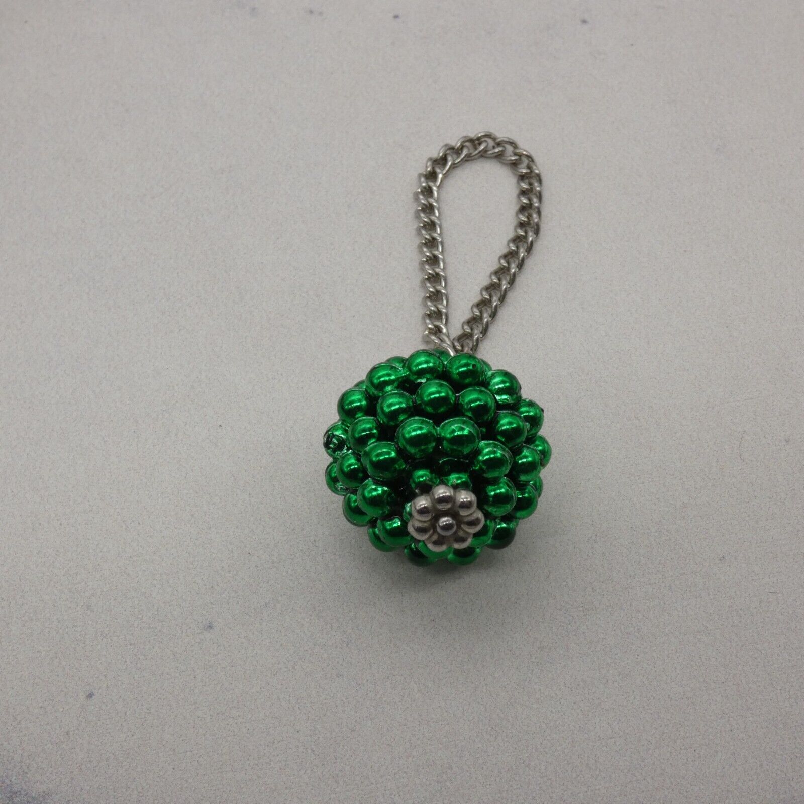 Barbie Doll Purse Handmade Green Ball Silver Chain Strap Handbag Ornament