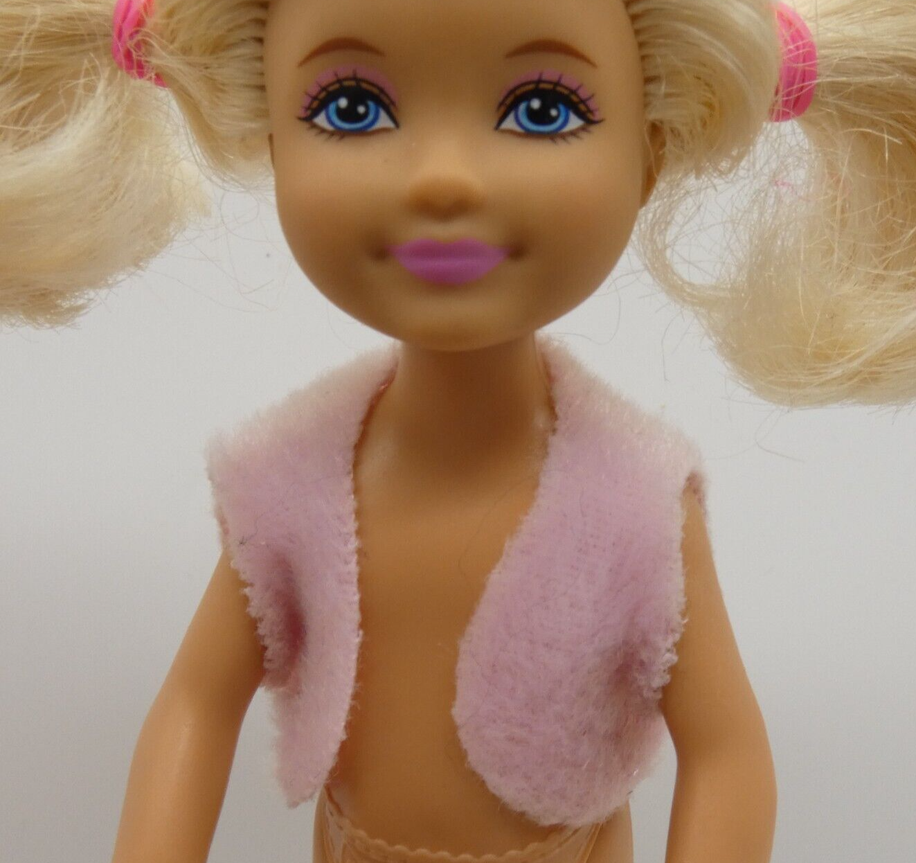 Chelsea Doll Size Vest Top Pink Faux Fur Sleeveless Jacket Barbie's Sister