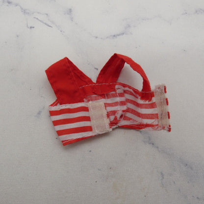 Barbie Doll Size Crop Tank Top Red White Stripes Wide Straps Sleeveless Midriff