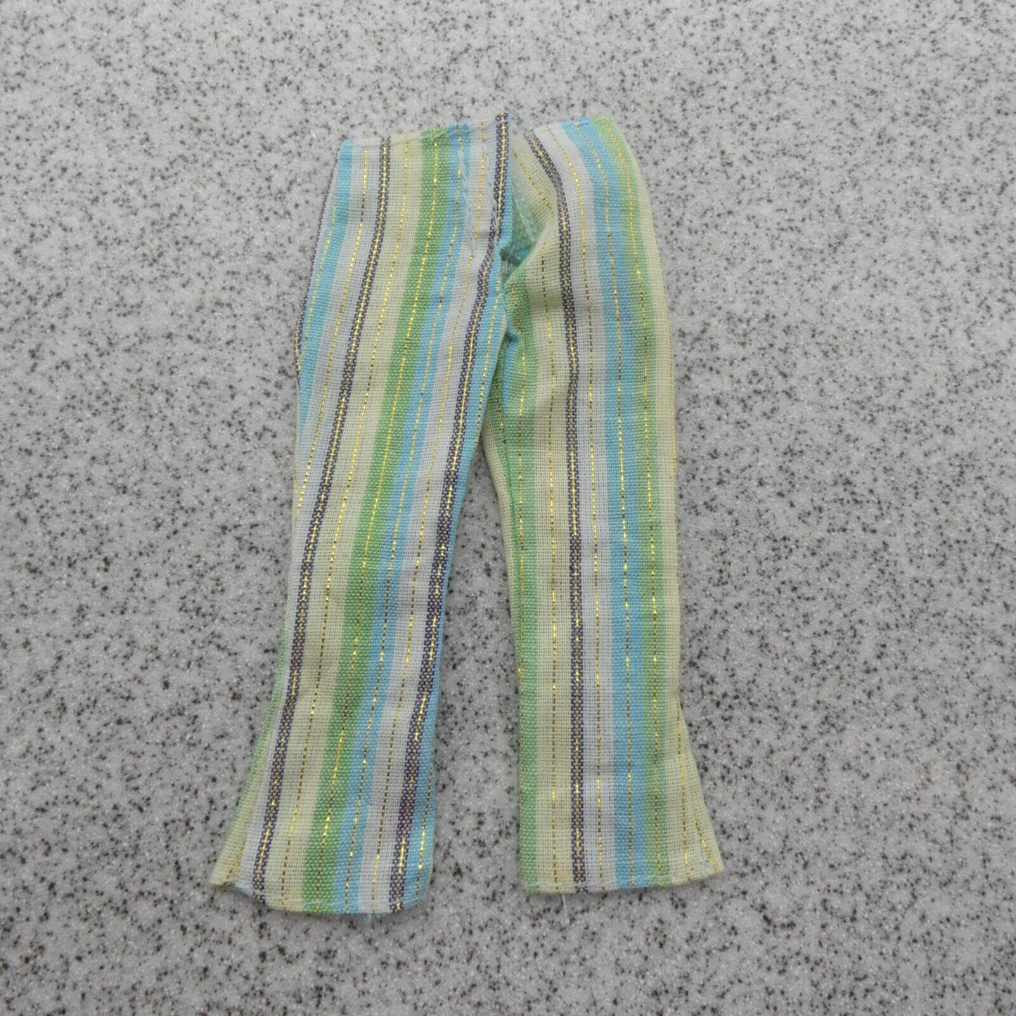 Barbie Doll Size Pants Trouser Highwaters Chin High Flared Green Vertical Stripe