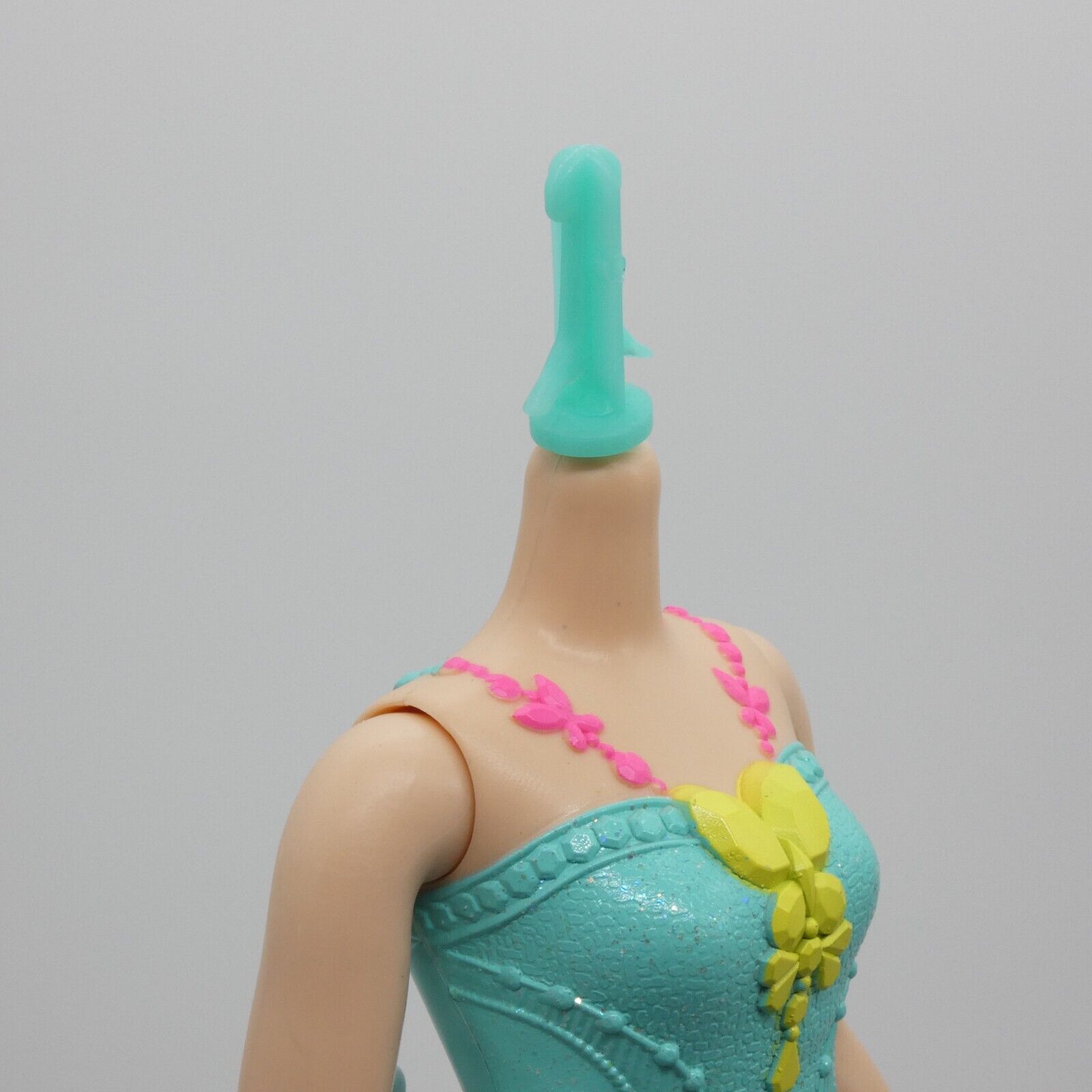 Barbie Dreamtopia Curvy Doll Body Only Turquoise Aqua Molded Bodysuit 2020 GJK16