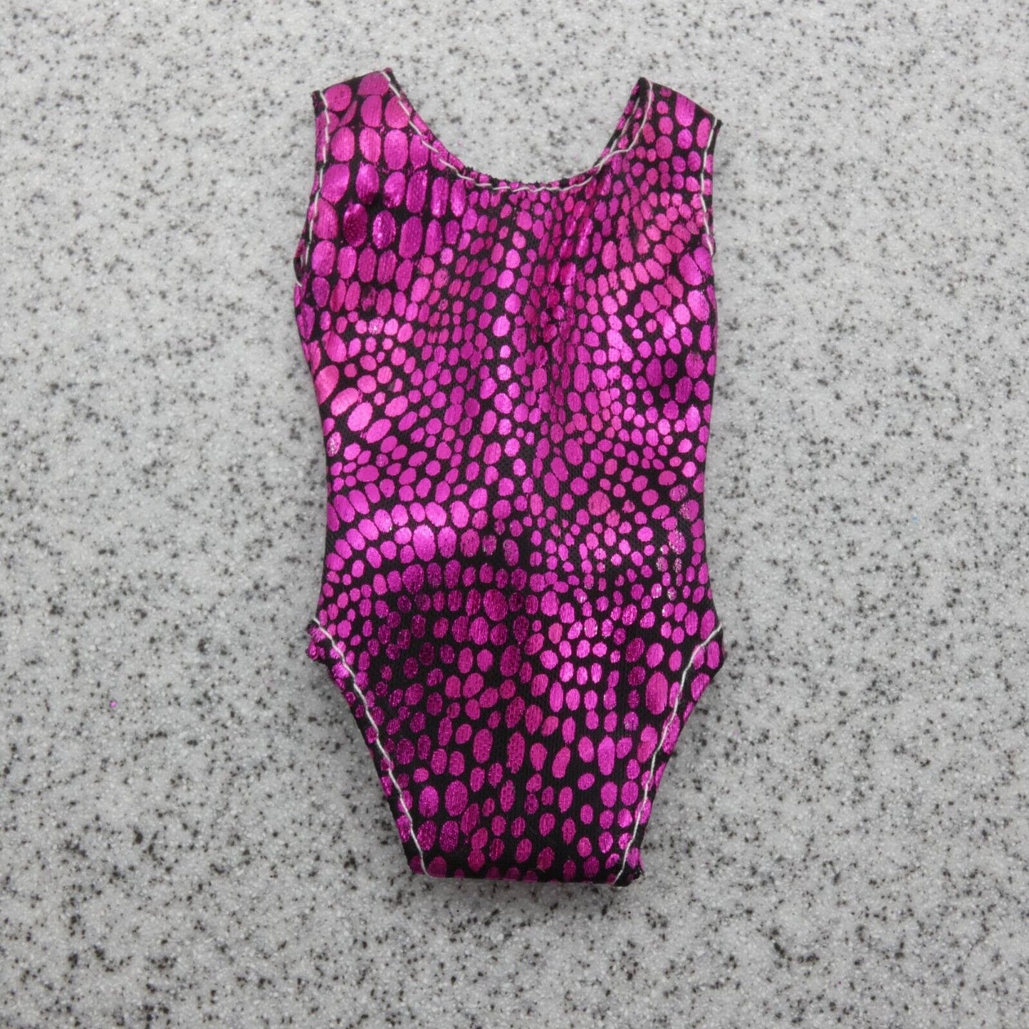 Barbie Doll Size Swimsuit One Piece Magenta Metallic Pink Purple Leotard Clone