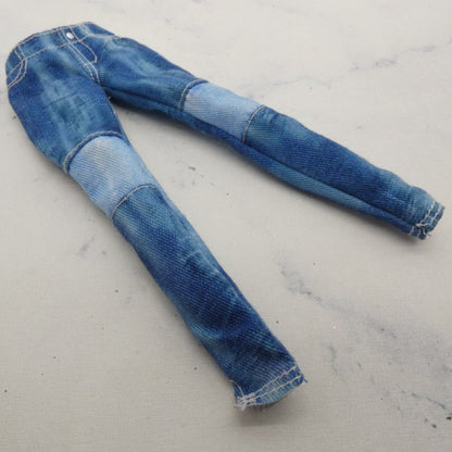 Barbie Doll Size Pants Blue Jean Denim Like Patchwork Skinny Fits Fashionistas