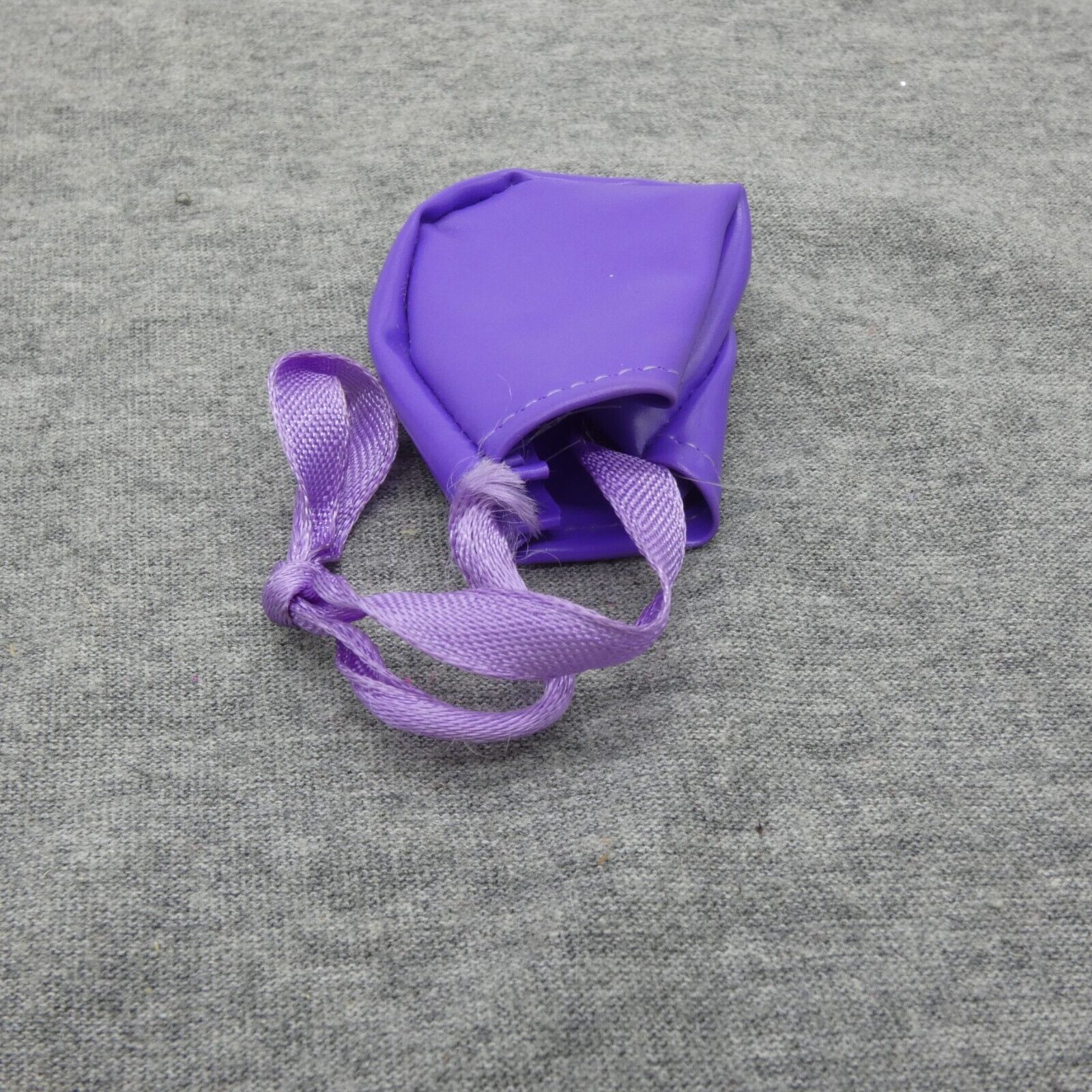 Barbie Doll Size Bag Purse Tote Purple Pleather Ribbon Strap