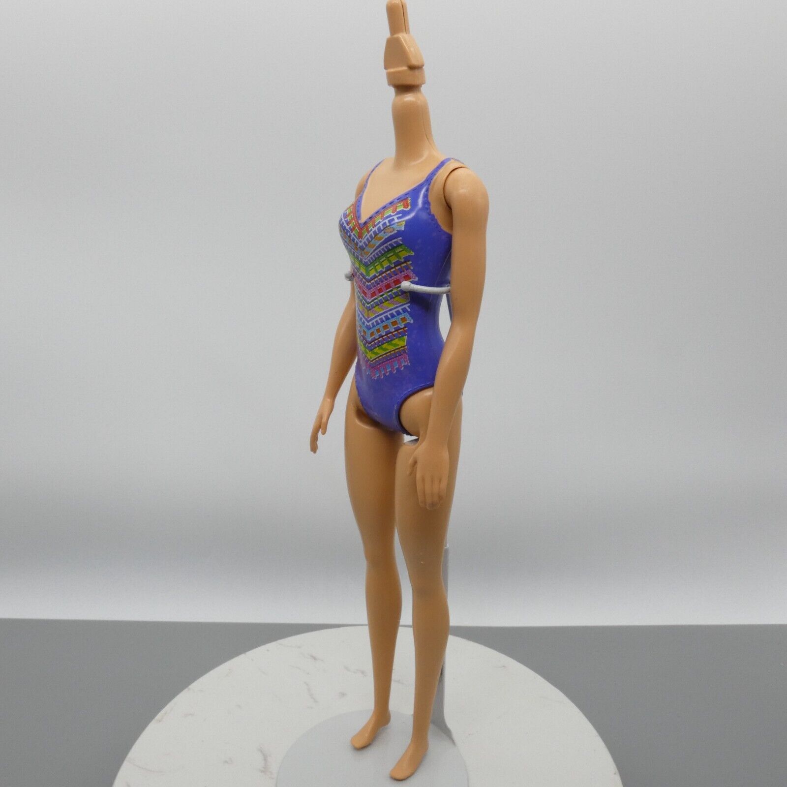 Barbie Beach Doll Body Only Medium Light Skin Purple Molded Suit 2018 FJD97