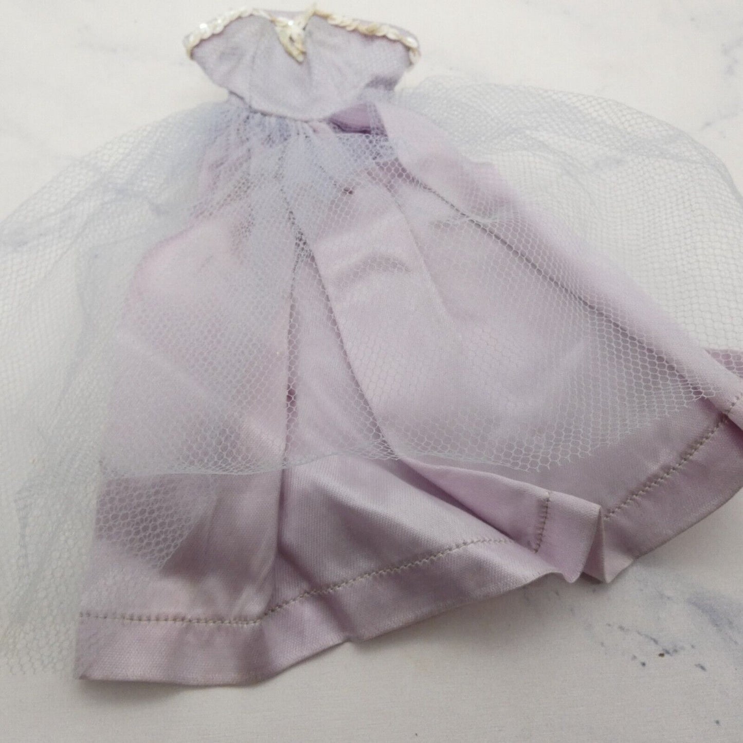 Barbie Doll Size Dress Purple Lavender Strapless Sweetheart TLC Needs Repair