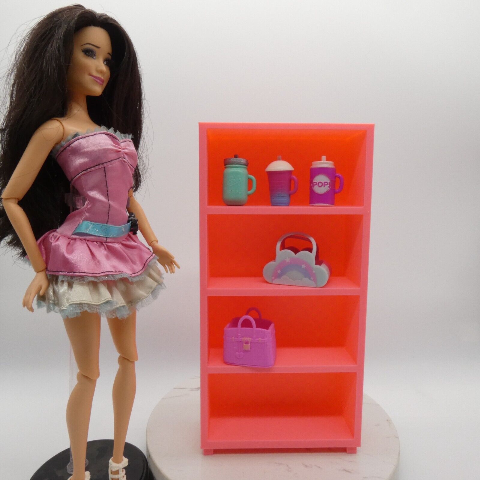 1/6 Scale Doll Furniture Bookcase Pink 1:6 Barbie Integrity Toys Bratz Diorama