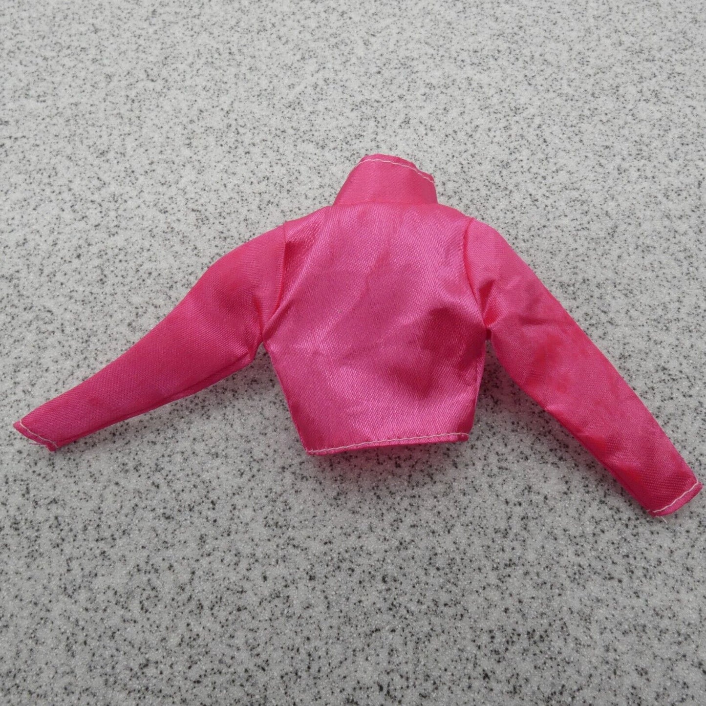 Barbie Doll Size Coat Jacket Pink Polyester Long Sleeve Wide Collar Open Front