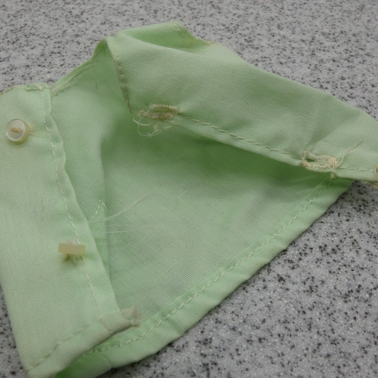 Barbie Doll Size Top Shirt Blouse Sleeveless Green Homemade Operable Buttons