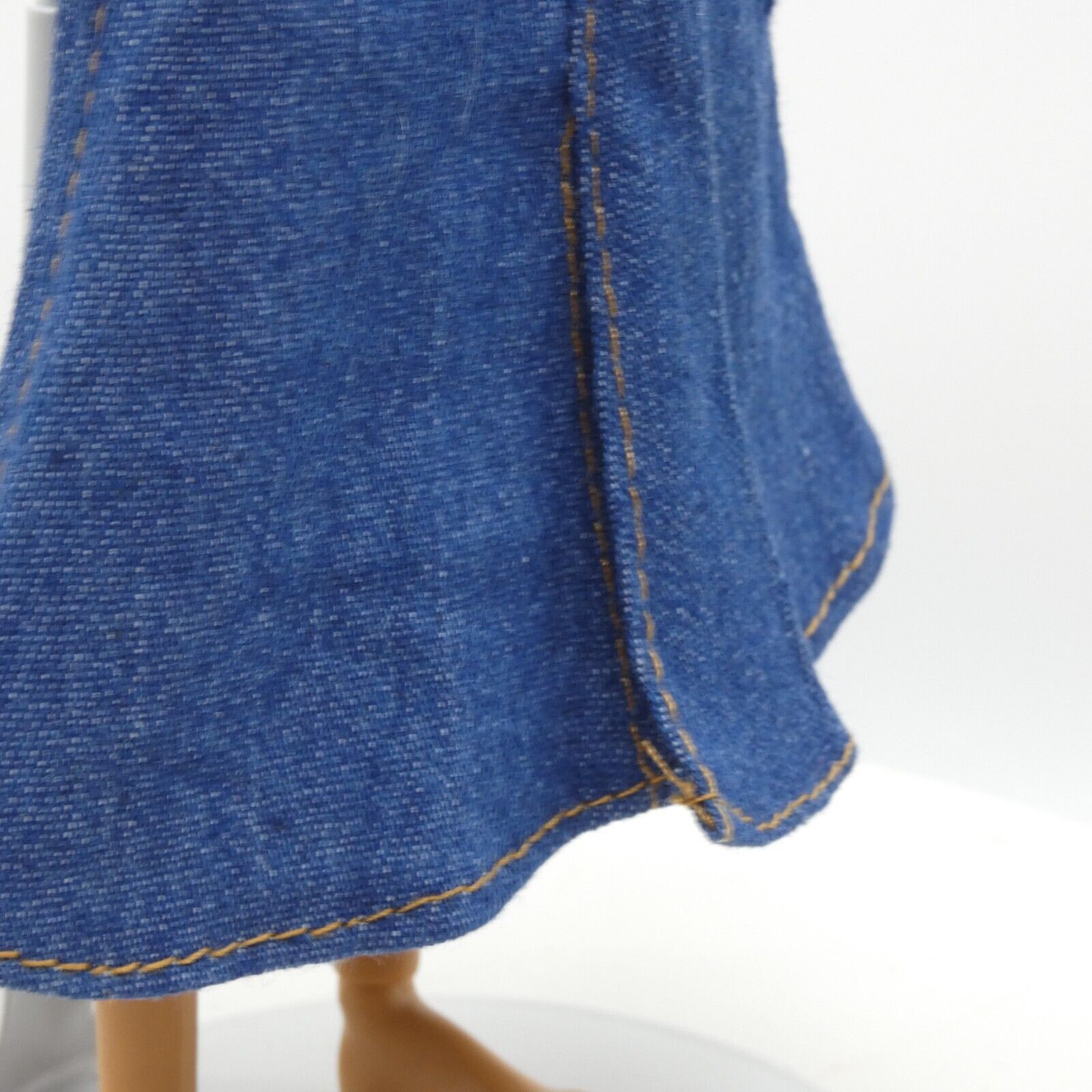 Barbie Doll Size Long Skirt Blue Denim Maxi A Line Ankle Slit Fits Model Muse