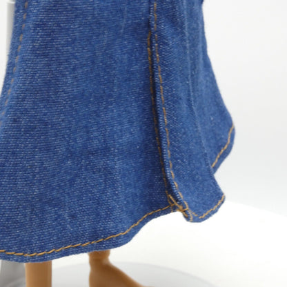 Barbie Doll Size Long Skirt Blue Denim Maxi A Line Ankle Slit Fits Model Muse