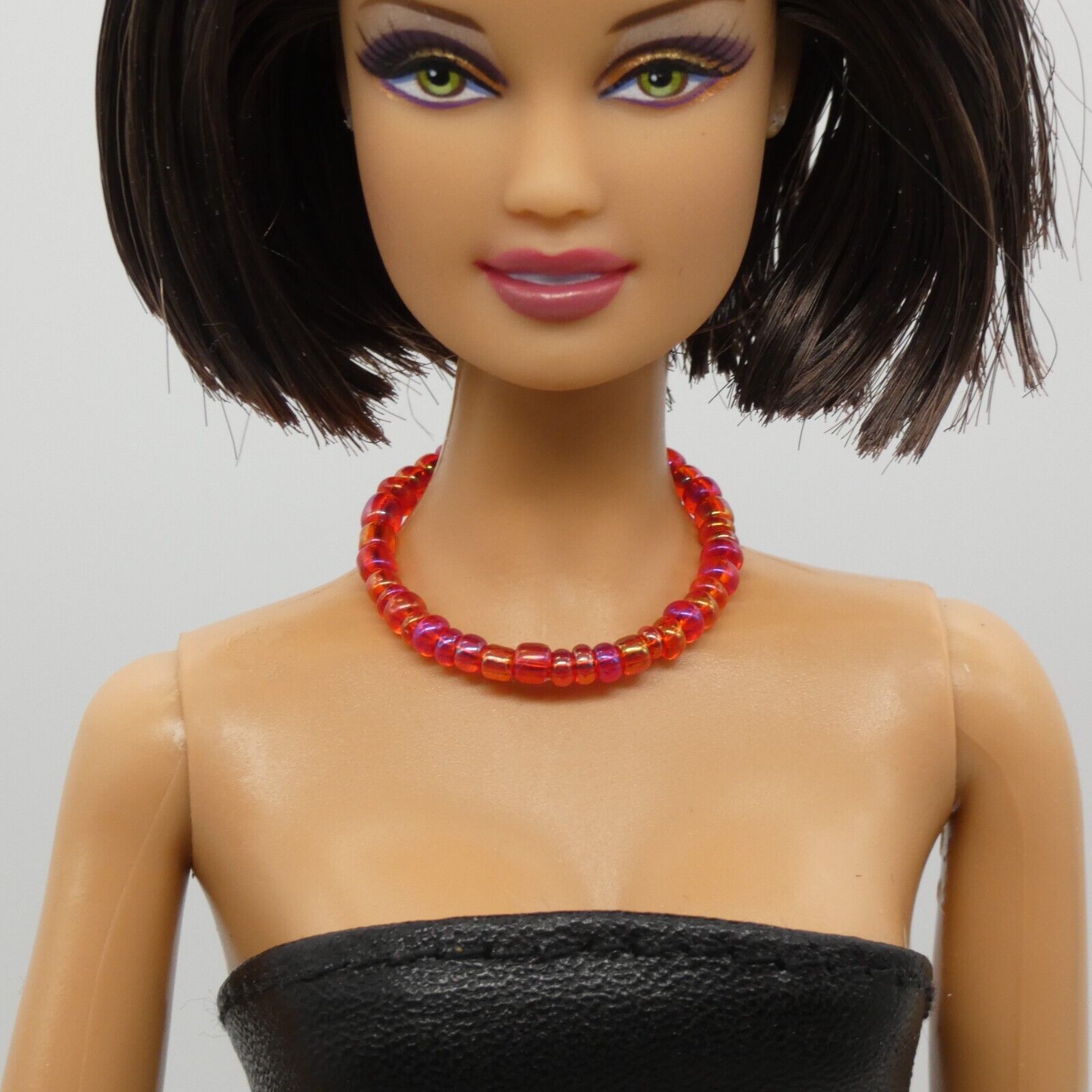 Necklace for Barbie Integrity Toys Doll Size Beaded Red Choker Memory Handmade