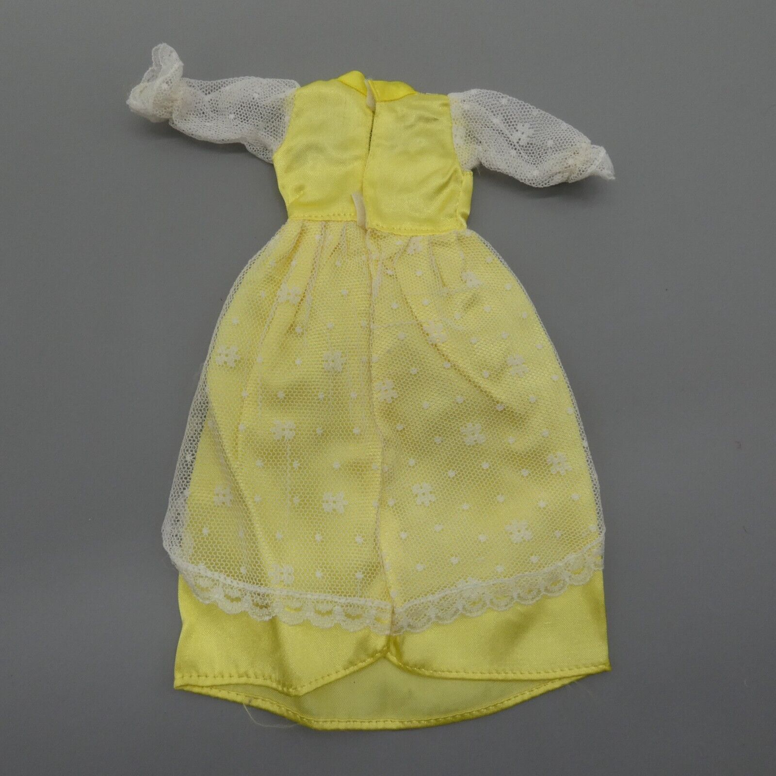 Barbie Doll Size Fashion Dress Yellow White Tulle Lace Rose Flower Accents