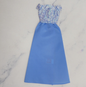 Barbie Doll Dress Blue Gown Glittery Short Sleeve Bodice Genuine Pink Tag Mattel