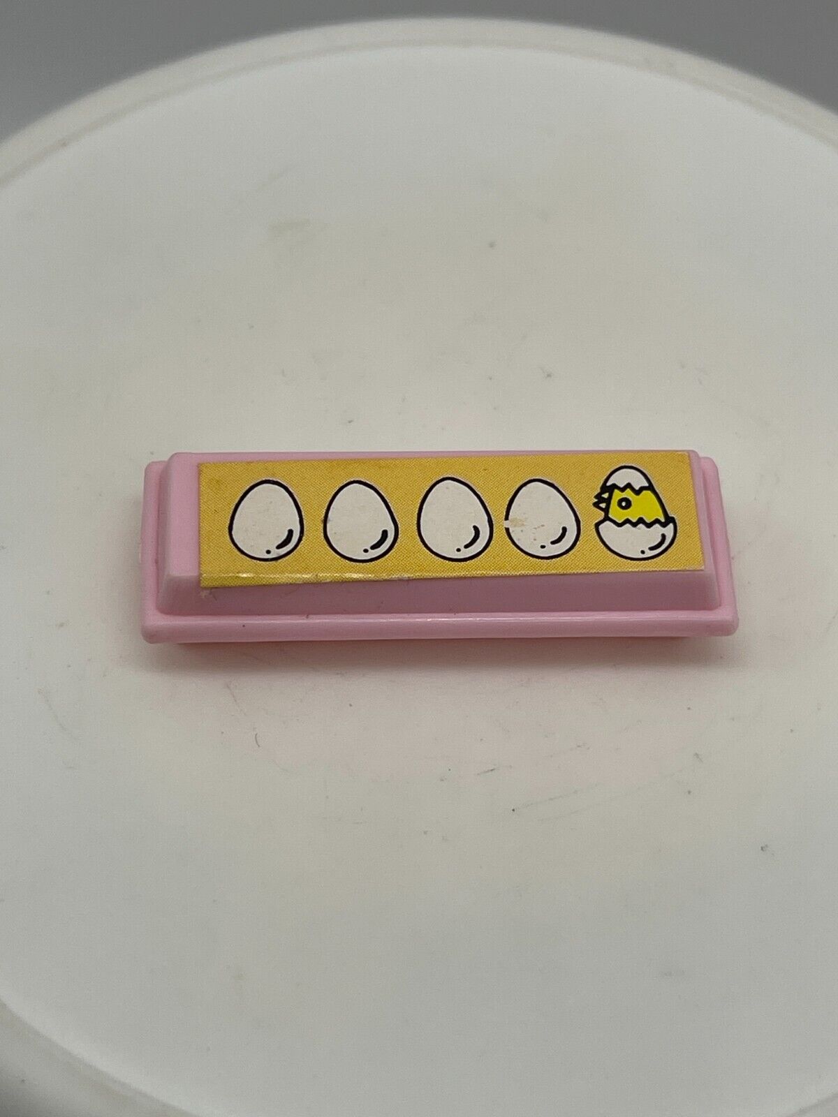 Barbie Doll Size Egg Carton Pink 5 Eggs 1 Chick Logo Sticker Kitchen Diorama