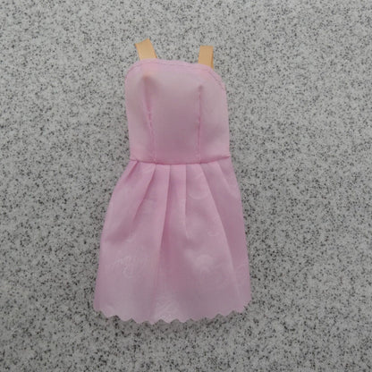 Barbie Doll Size Spring Summer Sun Dress Pink Nylon Tank Sleeveless Straps