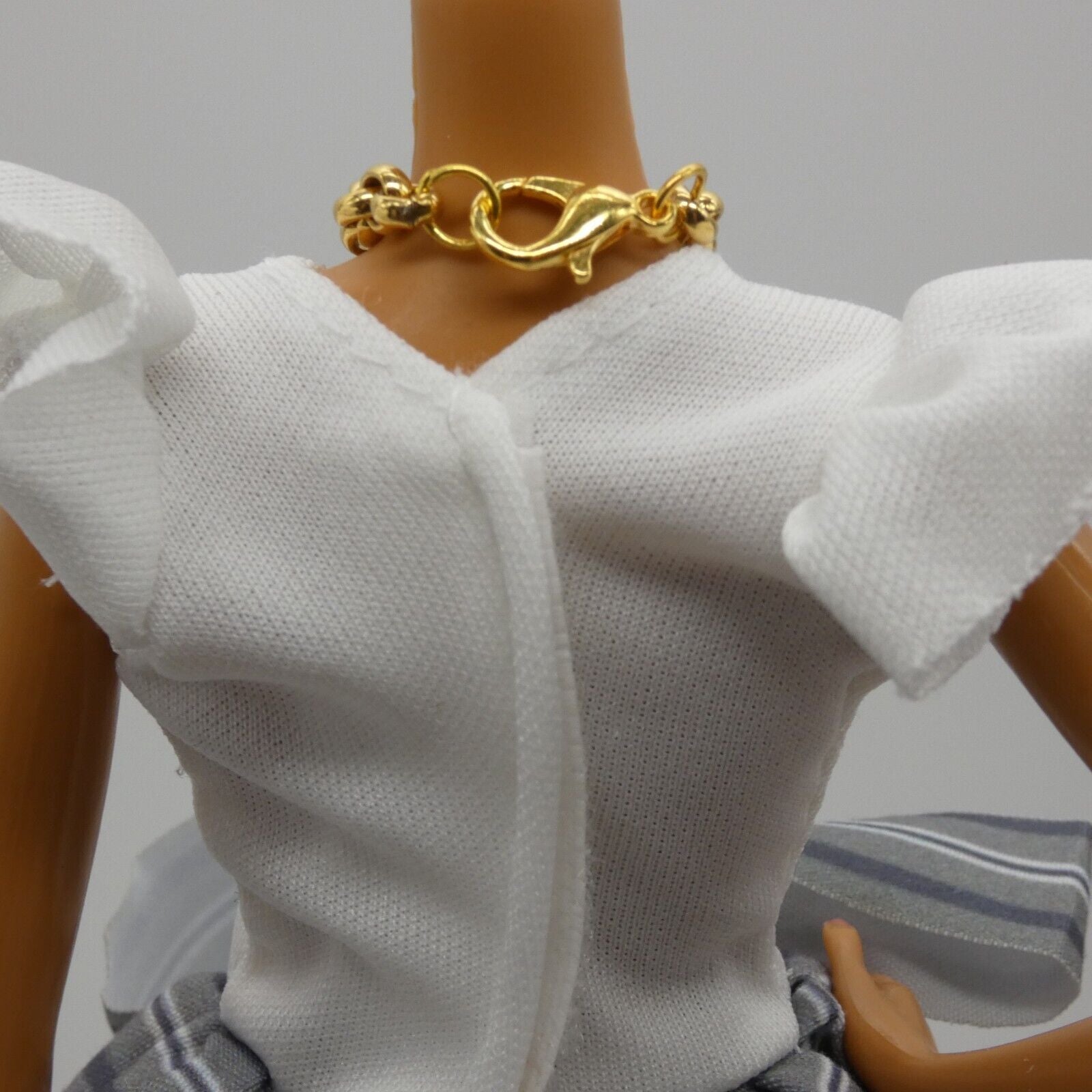 Barbie Doll Size Chunky Gold Tone Chain Necklace Classic Fashion Cable