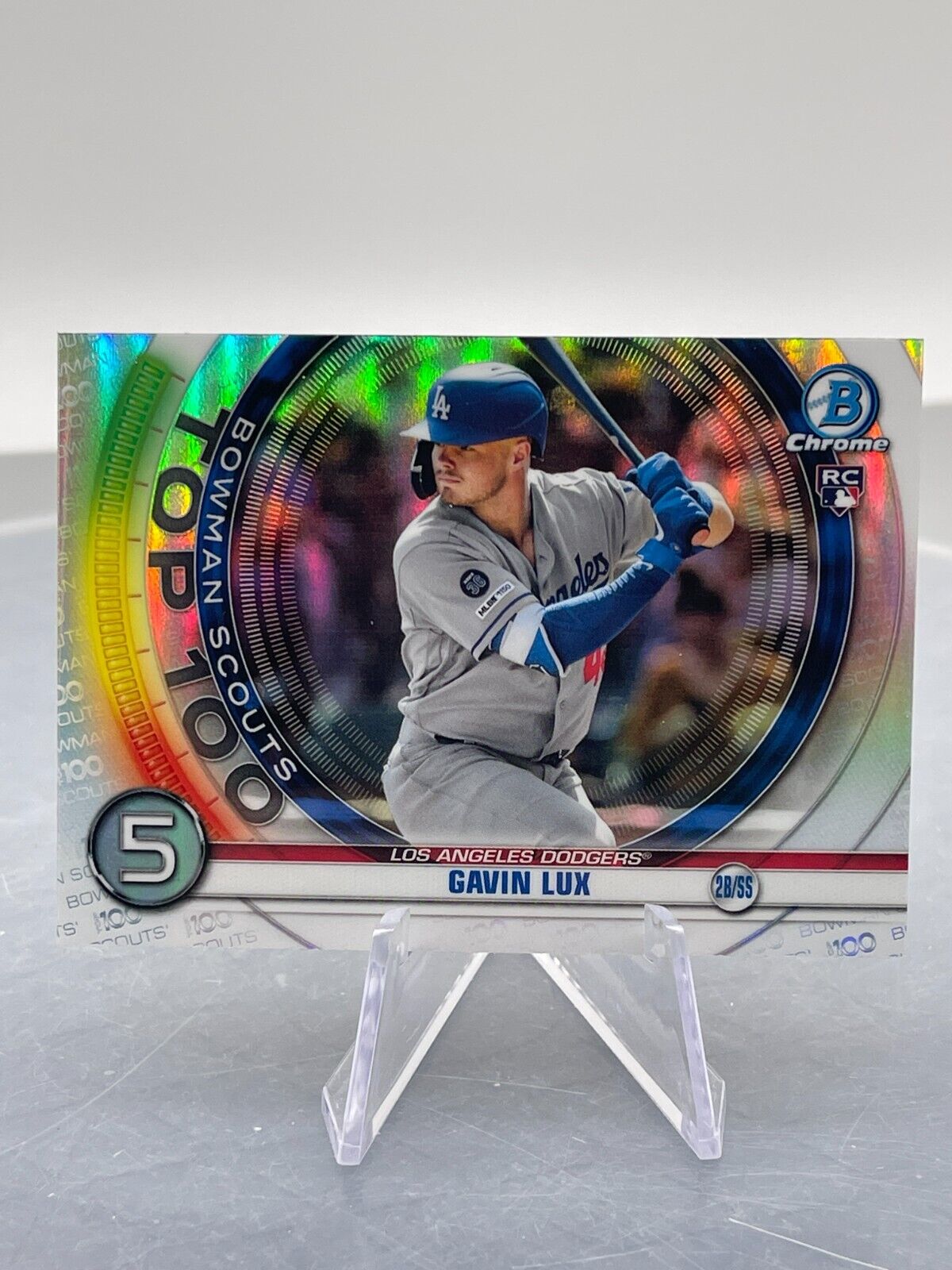 2020 Bowman Chrome Top 100 Scouts Gavin Lux #BTP-5 Los Angeles Dodgers