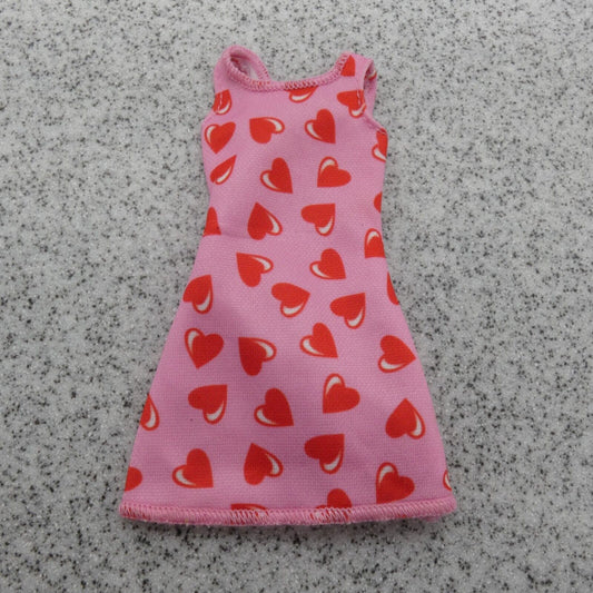 Barbie Doll Mini Dress Pink Red Hearts Sleeveless Tank Valentines Mattel