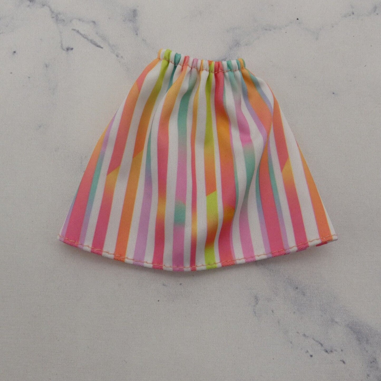 Barbie Doll Size Skirt Multicolor Vertical Stripes A Line Elastic Waist