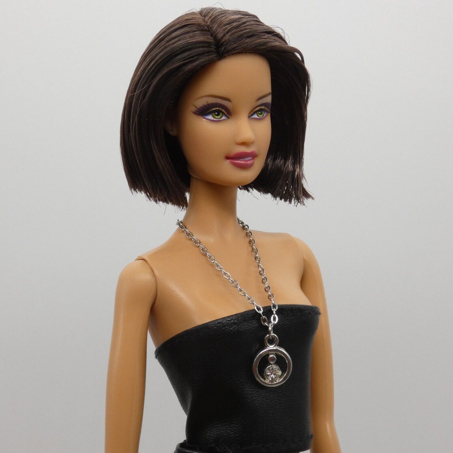 Necklace for Barbie Integrity Toys Doll Ring Rhinestone Pendant Silver Chain