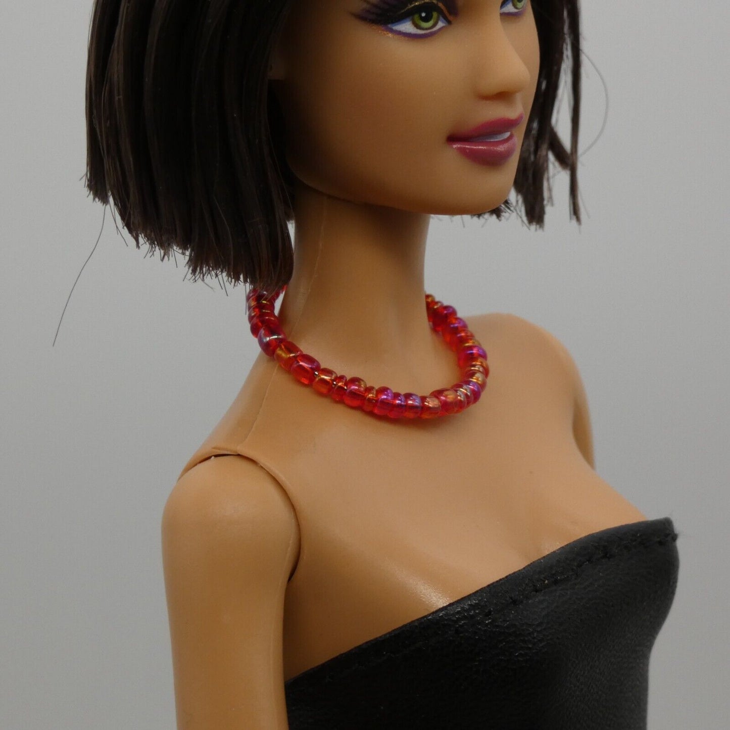 Necklace for Barbie Integrity Toys Doll Size Beaded Red Choker Memory Handmade