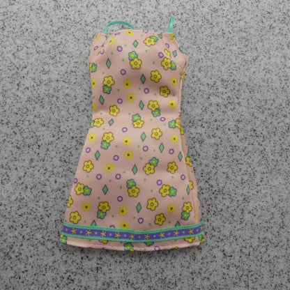 Barbie Doll Fashion Dress Light Pink Tank Sleeveless Floral Thin Strap Mattel