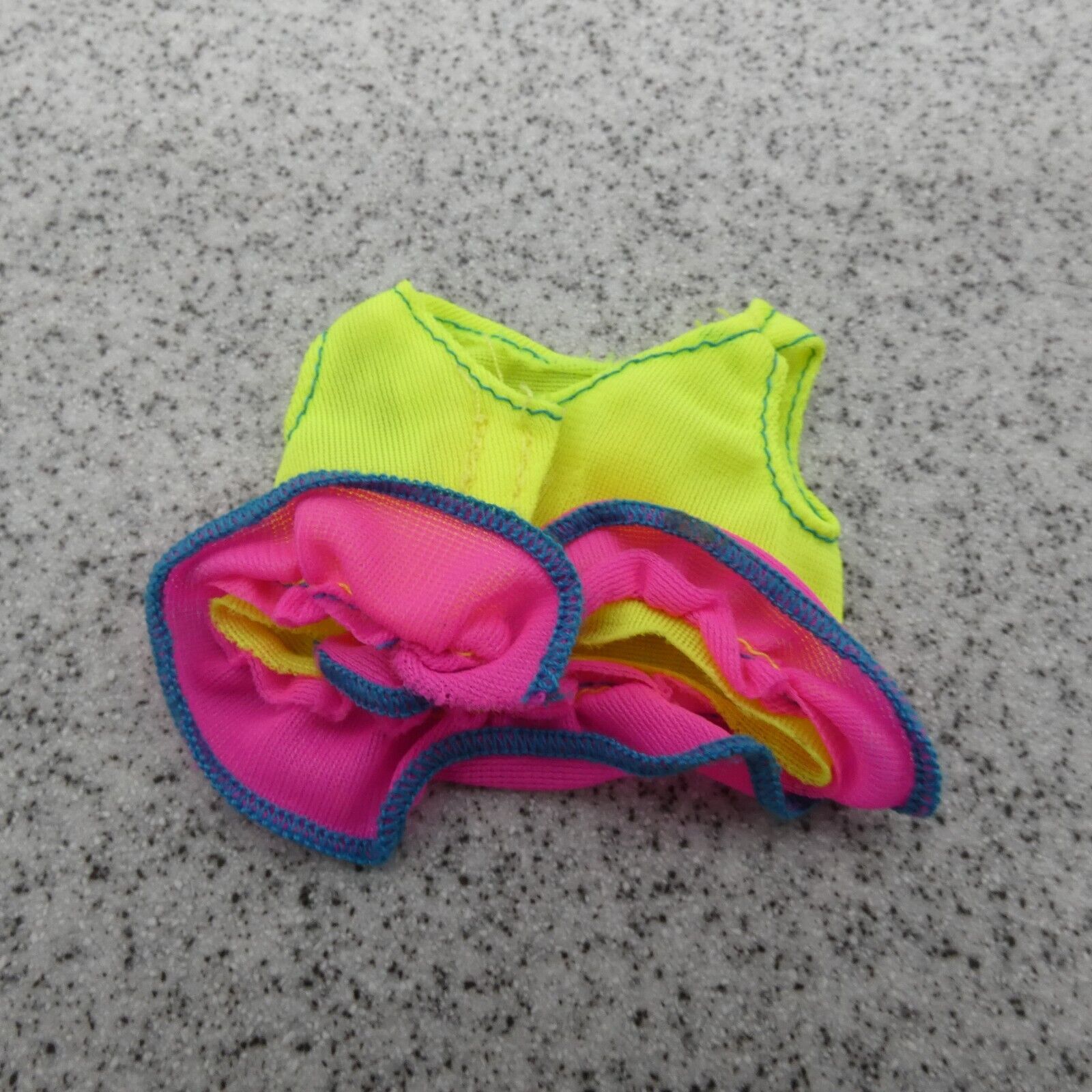 Barbie Hawaiian Fun Doll Outfit Neon Yellow Tank Top Blue Shorts 1990 7253