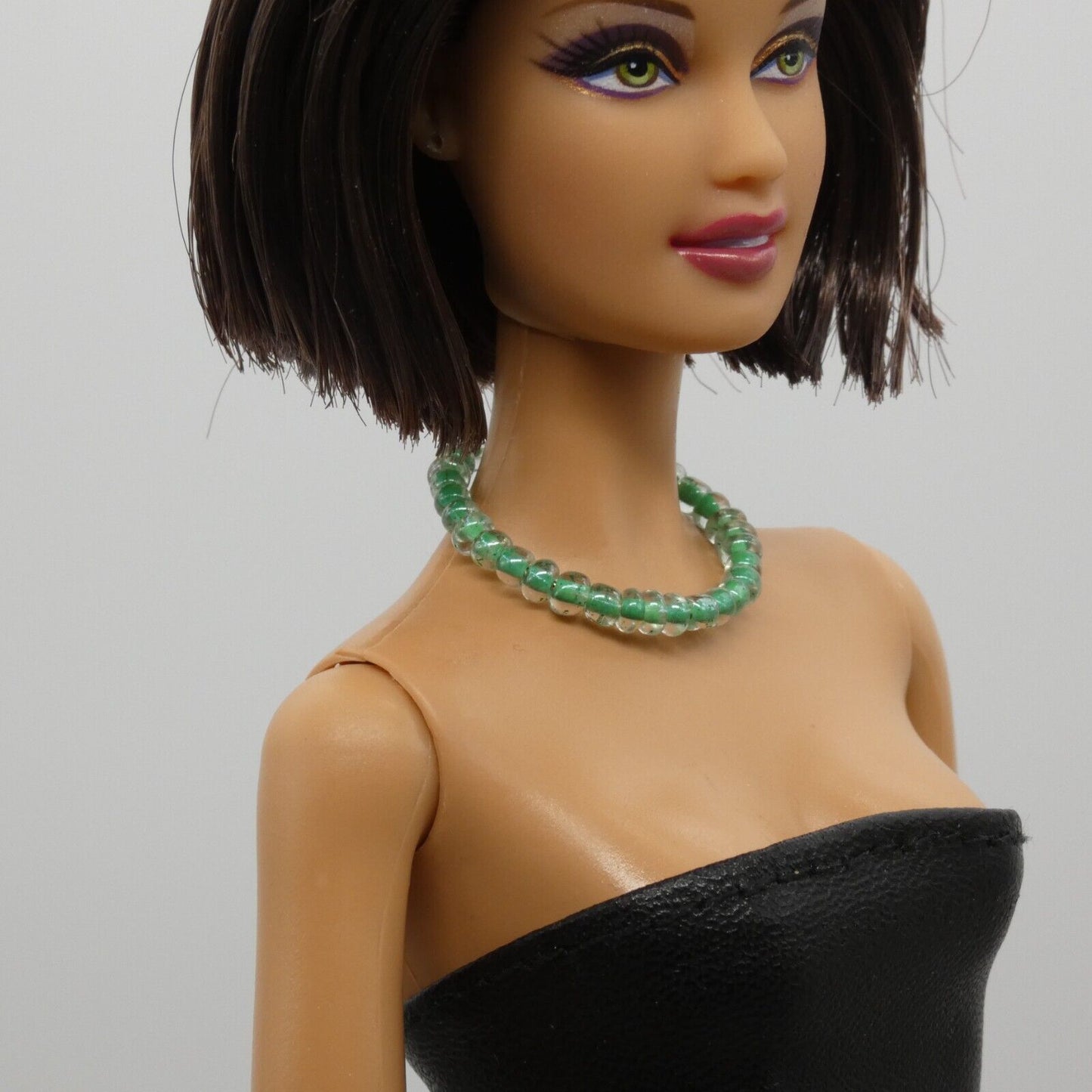 Necklace for Barbie Integrity Toys Doll Size Beaded Green Clear Choker Handmade