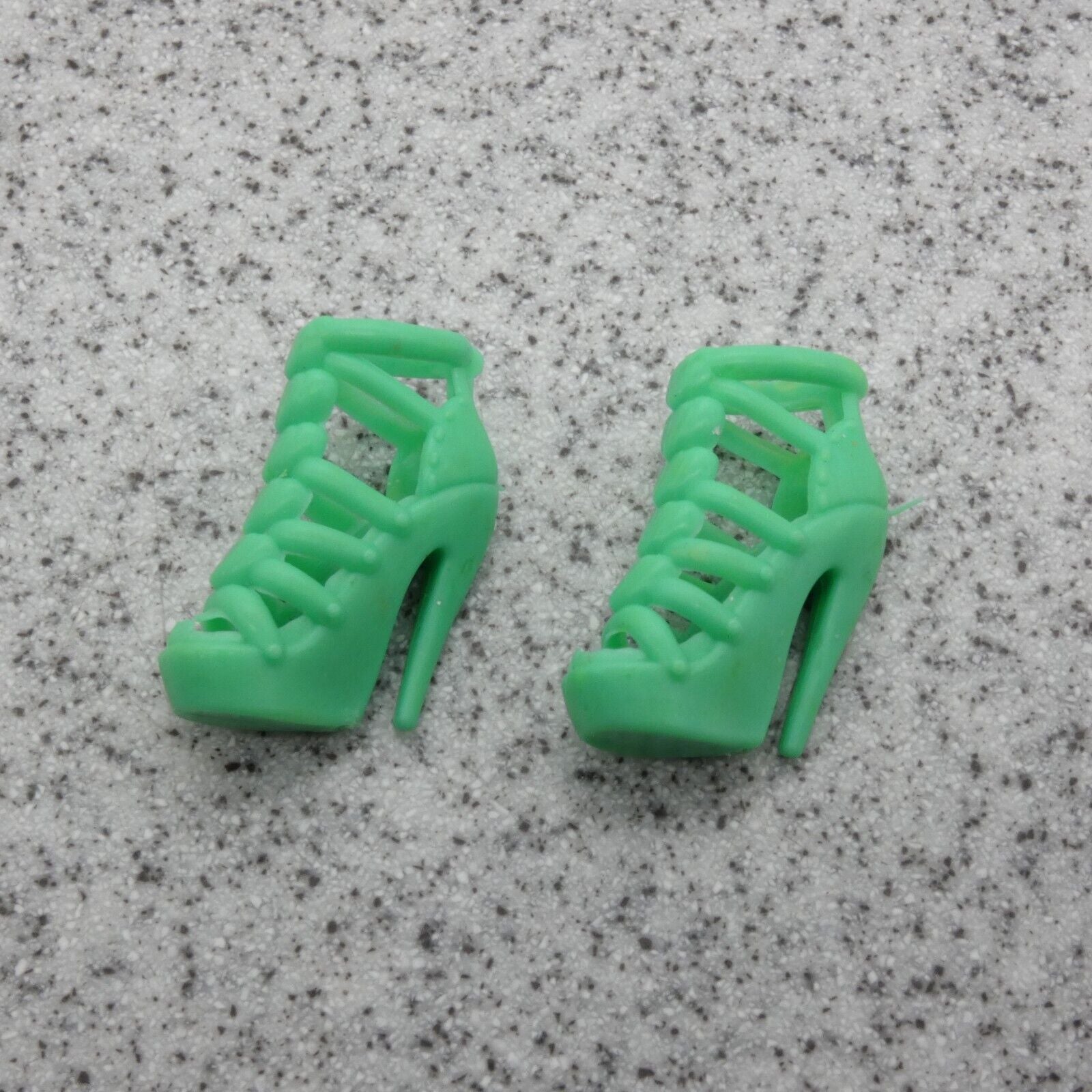 Barbie Doll Size Shoes High Heel Green Open Toe Sandals For Articulated Clone