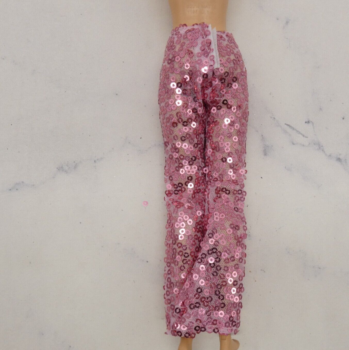 Barbie Doll Size Pink Sequins Pants Fishnet Base Fits MTM And Fashionistas