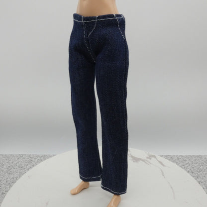 Barbie Doll Size Jeans Dark Wash Blue Pants Straight Leg Mid Waist Ankle Capri