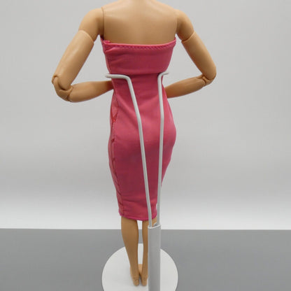 Barbie Doll Size Dress Pink Form Fitting Maxi Strapless Sleeveless Fashionistas