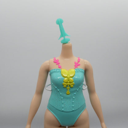 Barbie Dreamtopia Curvy Doll Body Only Turquoise Aqua Molded Bodysuit 2020 GJK16