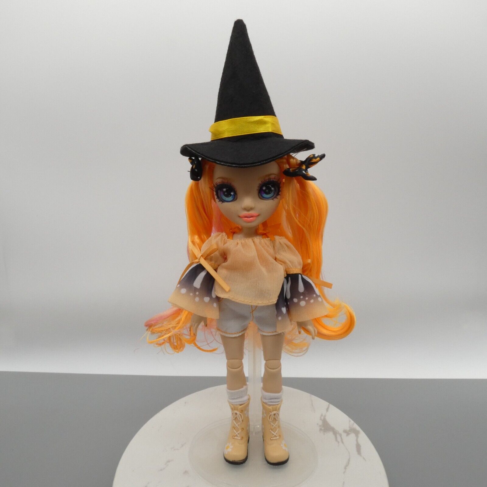 Rainbow Jr High Doll Size Witch Hat Only Black Pointed Yellow Band Halloween