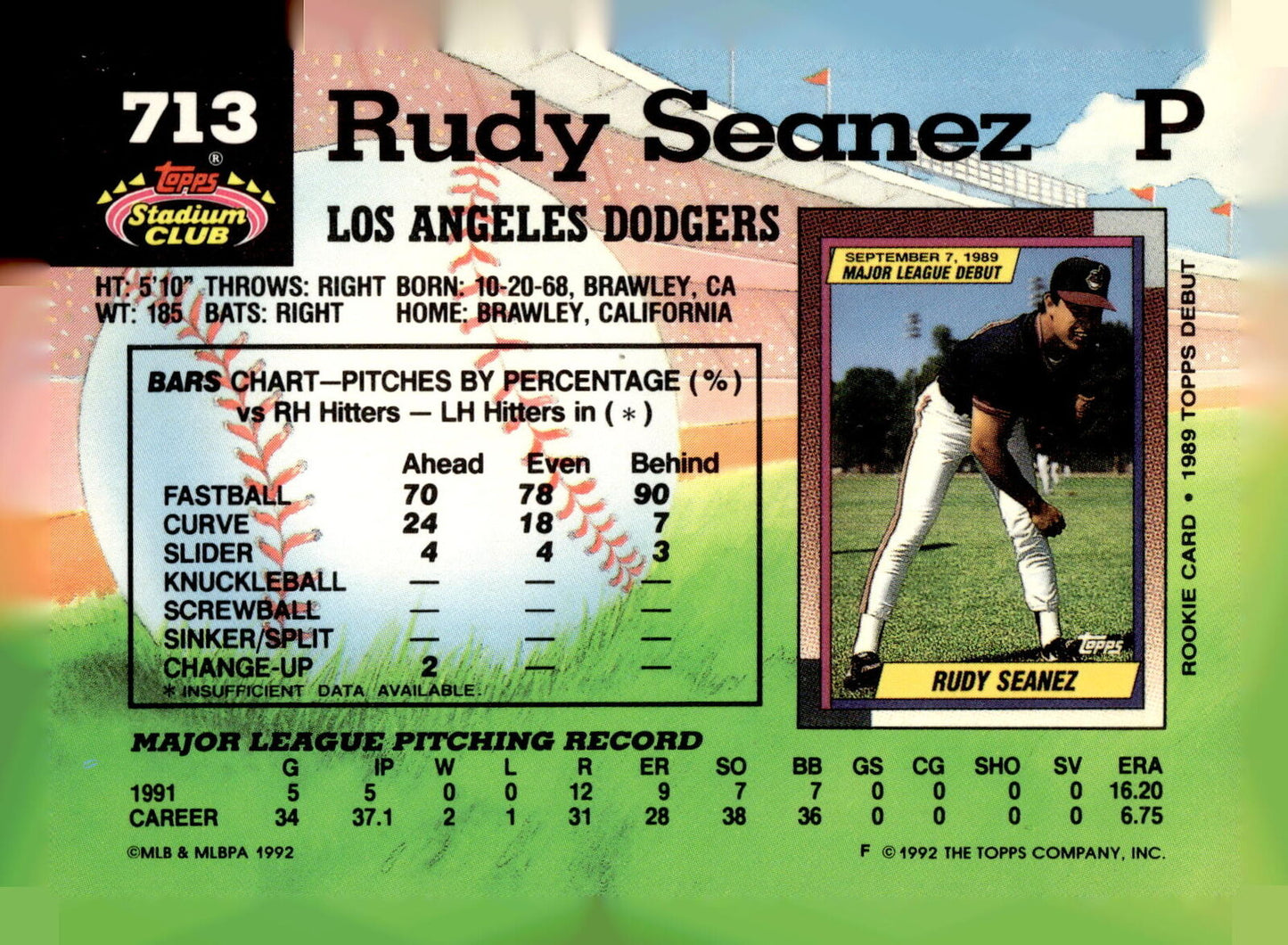 1992 Stadium Club Rudy Seanez #713