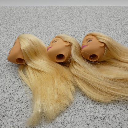 Barbie Doll Head Lot of 3 Millie Face Blonde Blue Eyes Medium Light Skin J294