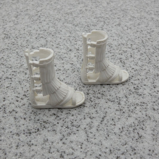 Barbie Doll Shoes White Gladiator Sandals Round Open Toe Flat Feet B Branded