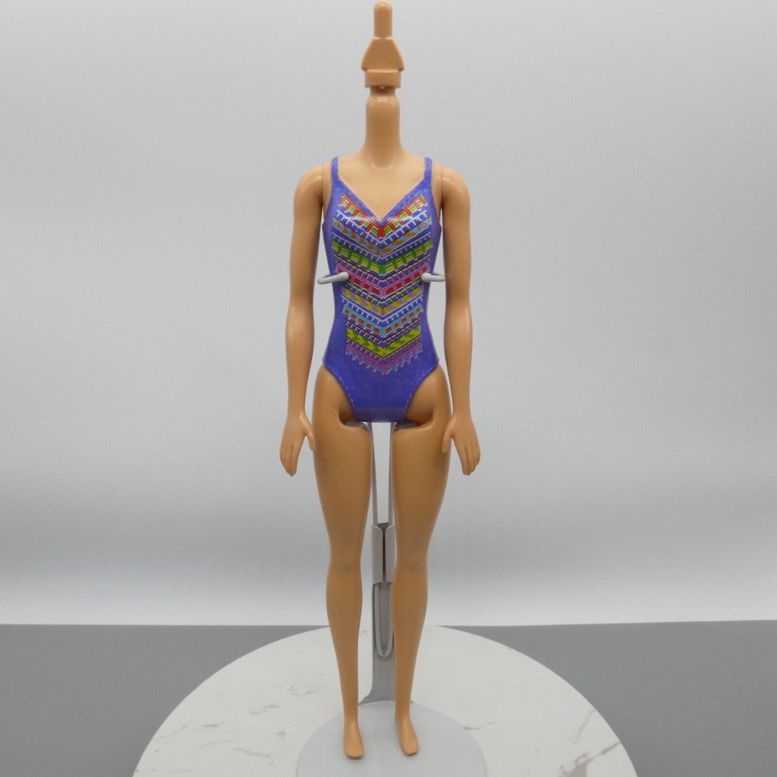 Barbie Beach Doll Body Only Medium Light Skin Purple Molded Suit 2018 FJD97