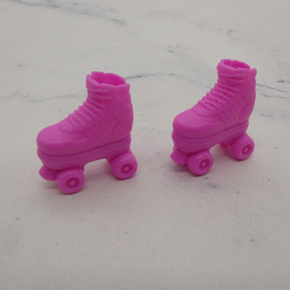 Barbie Doll Size Roller Skates Pink Shoes Closed Toe Ankle Boots Simulated Laces