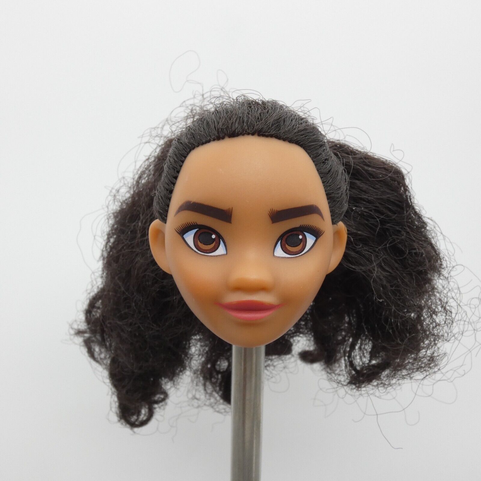 Disney Moana Doll Head Only Black Wavy Curly Hair Ponytail Pacific Islander