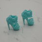 Barbie Doll Size Shoes High Heel Light Blue Ruffle Ankle Strap Round Open Toe