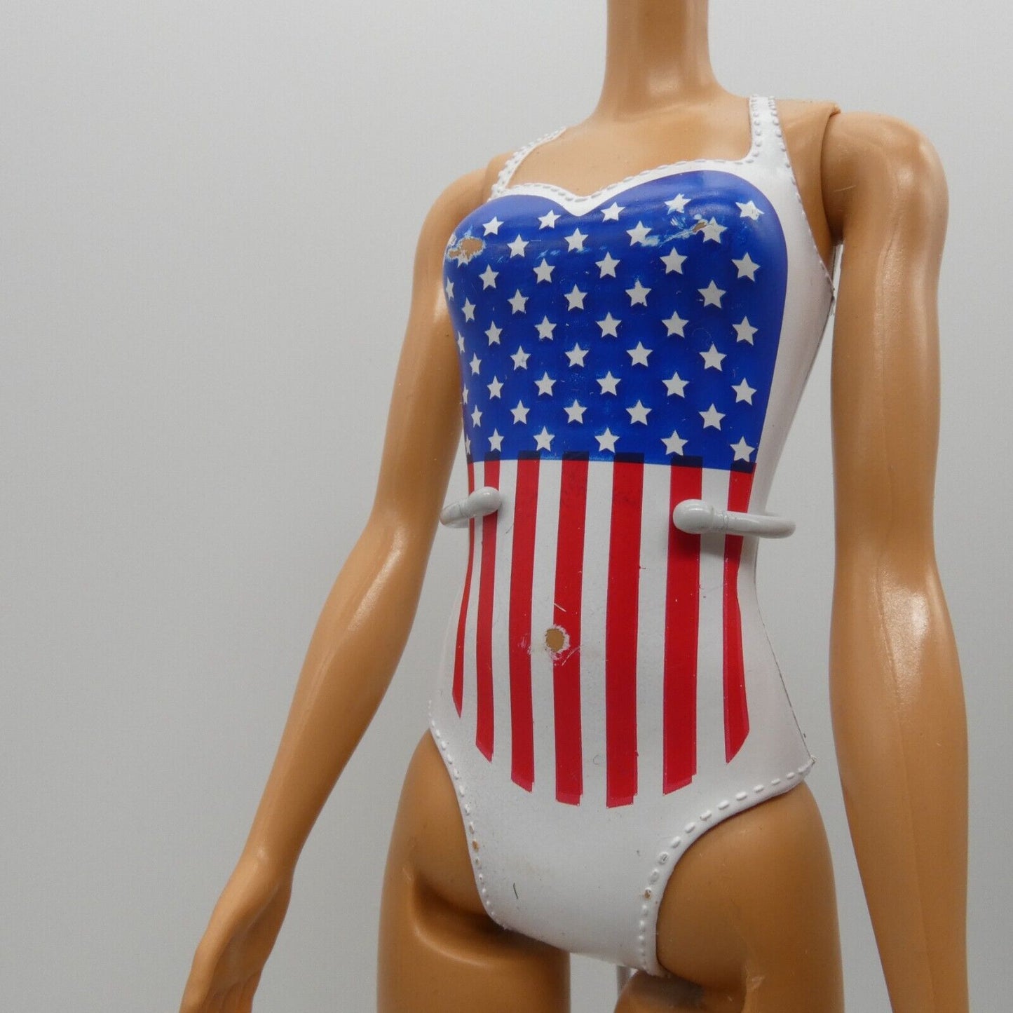 Barbie Doll Body Only Medium Light Skin USA Flag Molded Suit Beach 2019 GPB17