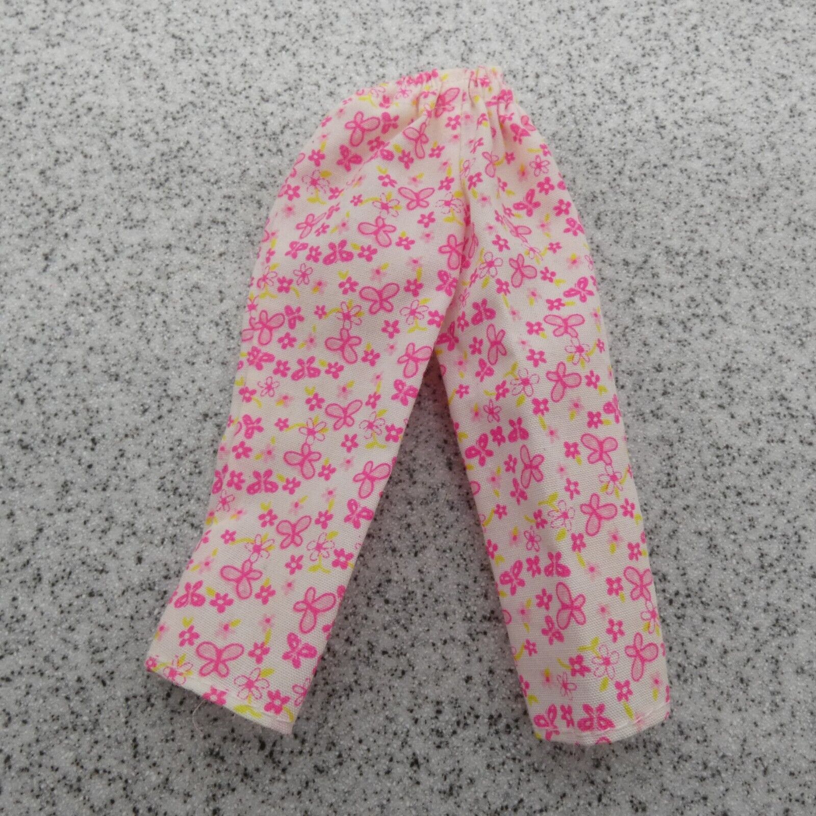 Barbie Doll Capri Pants White Pink Flowers Butterflies PJs Lounge Elastic Waist