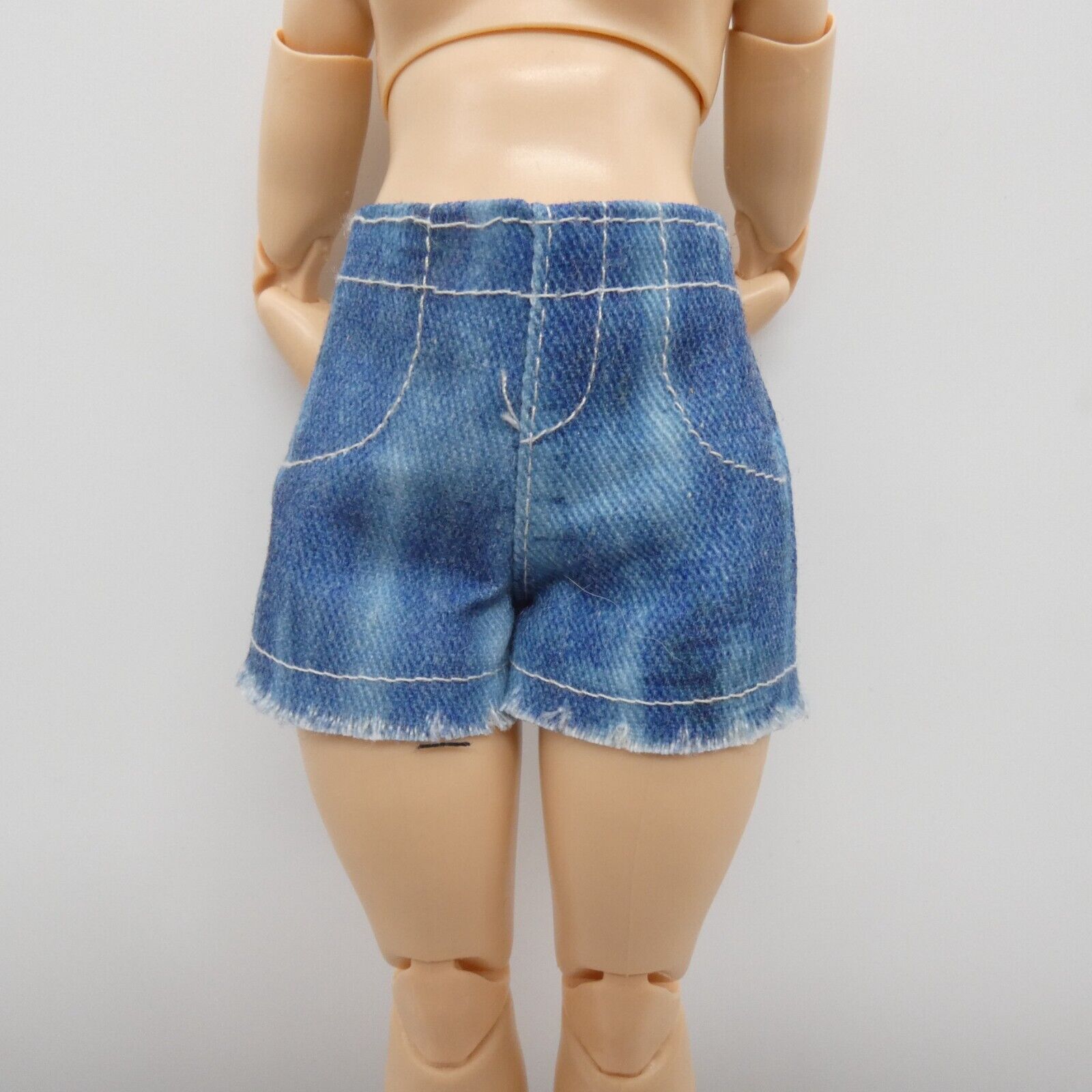 Barbie Curvy Doll Shorts Blue Jean Distressed Denim Like Raw Hem