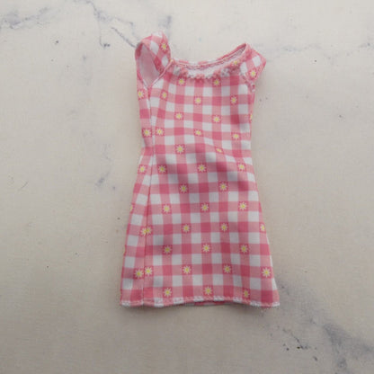 Barbie Doll Dress Pink White Gingham Checkered 2021 Newborn Pups Playset HCK75