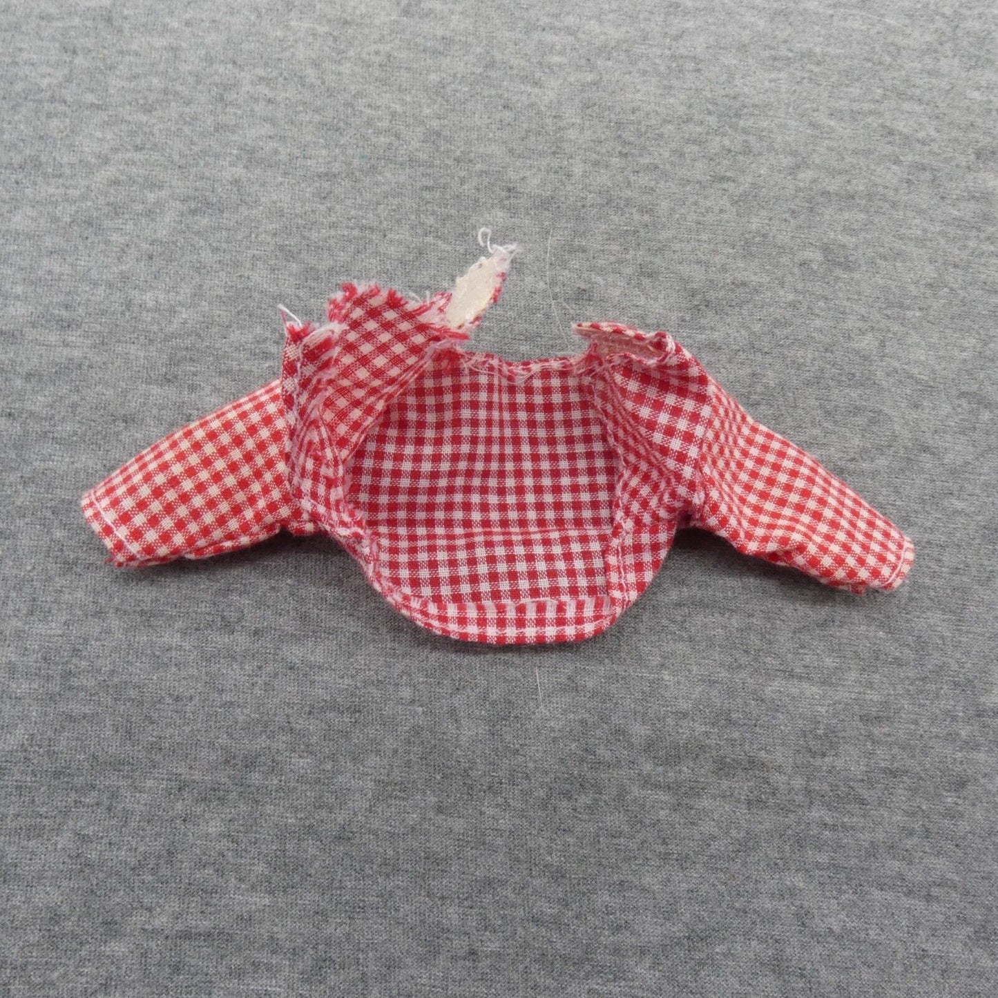 Barbie Doll Size Shirt Crop Top Gingham Red White Checkered 3/4 Sleeve