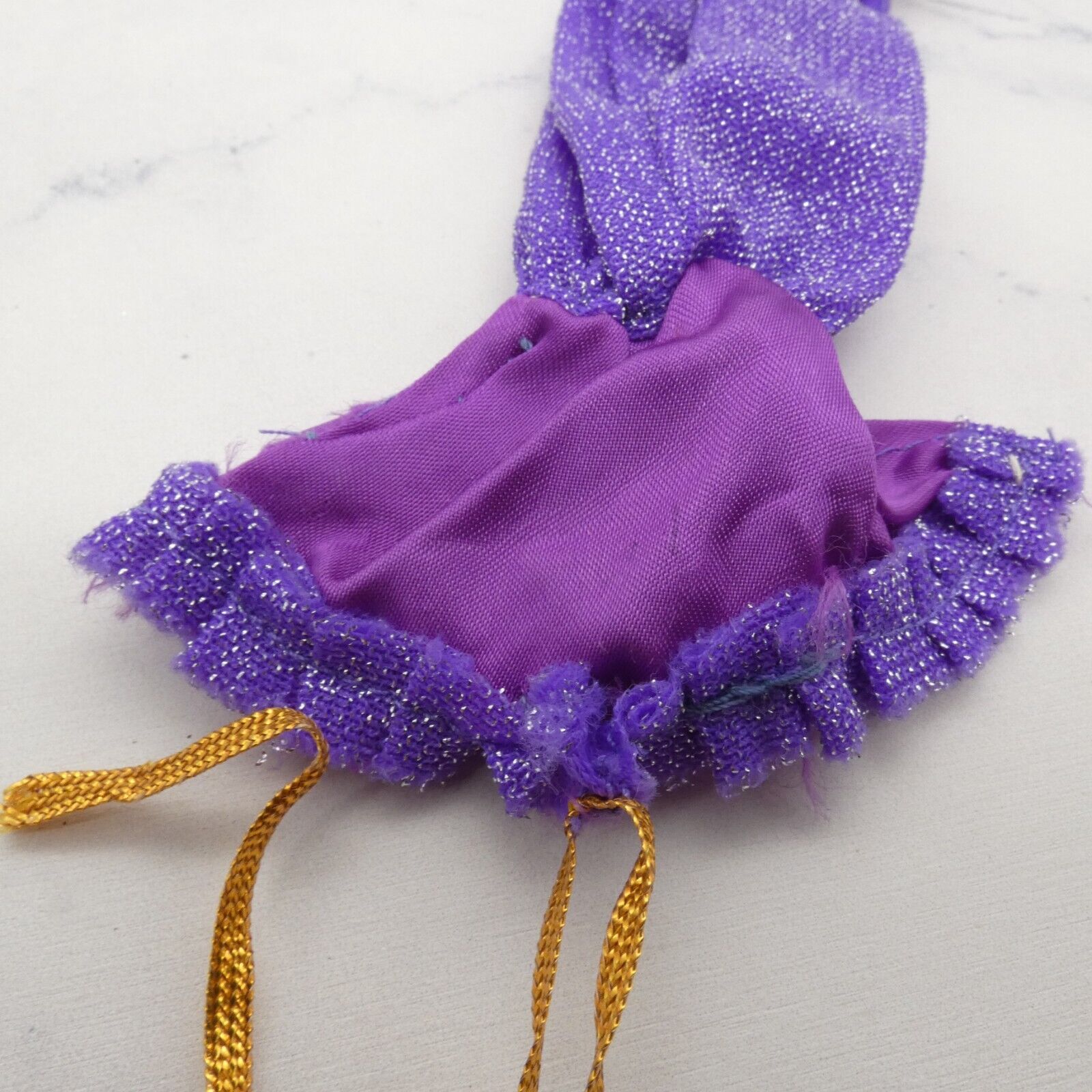 Barbie Doll Size Jumpsuit Purple Halter Top Bodice Sparkle Pants Gold Ribbon